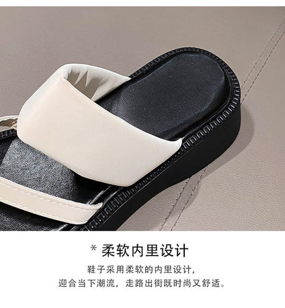 Platform Faux Leather Toe Loop Sandals