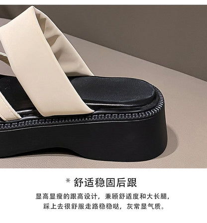 Platform Faux Leather Toe Loop Sandals