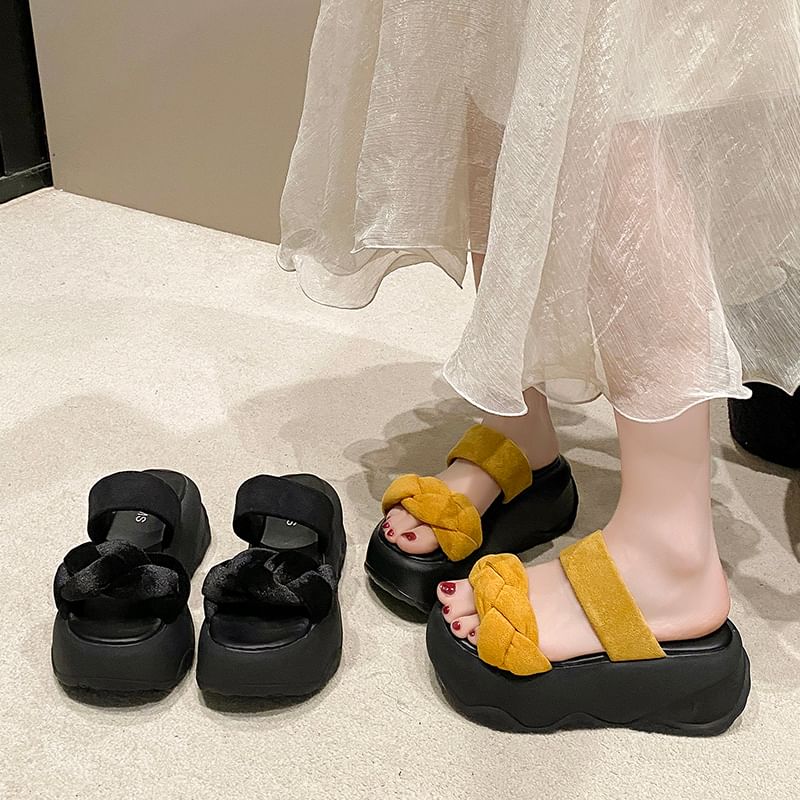 Platform Woven Slide Sandals