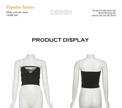 Strapless Cutout Tube Top with Low Rise Pencil Mini Skirt