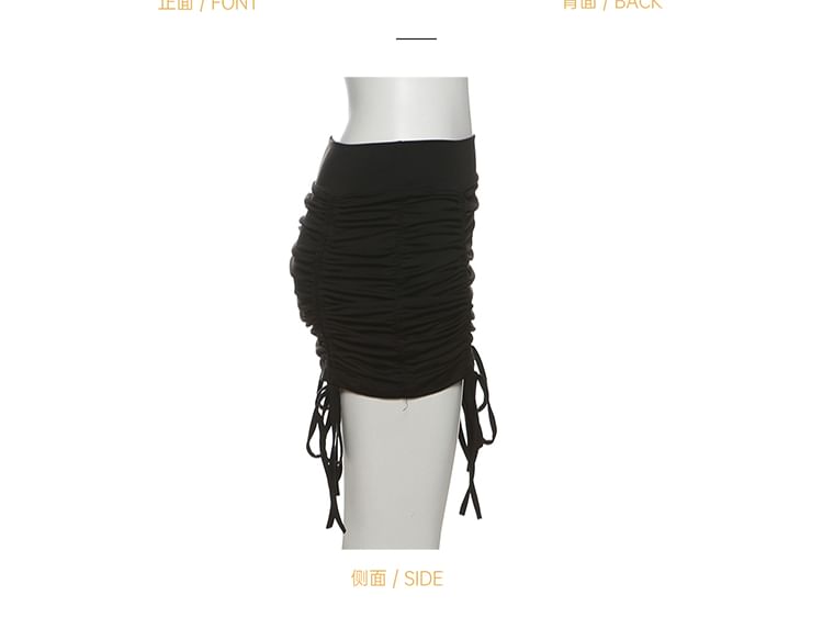 Strapless Cutout Tube Top with Low Rise Pencil Mini Skirt