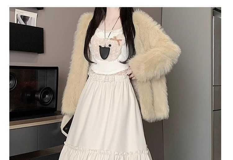 High-Rise Minimalist Frill Midi Flared Skirt