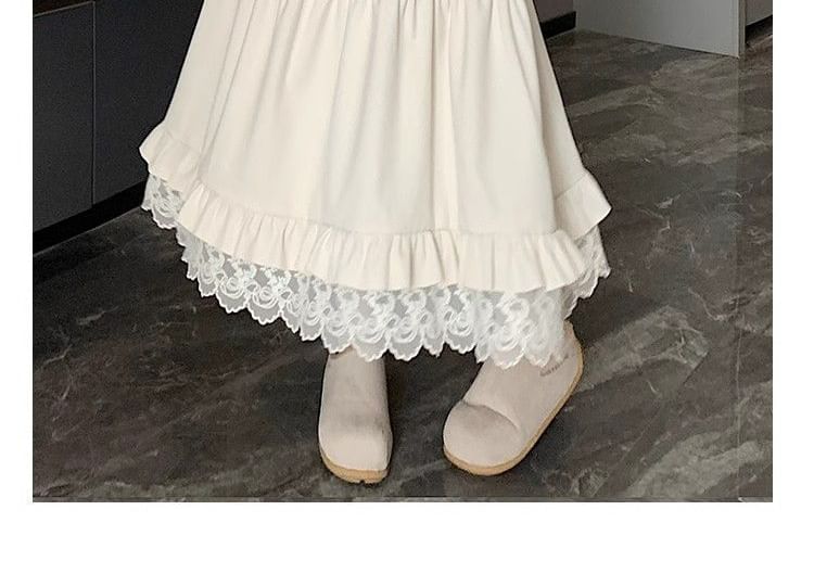 High-Rise Minimalist Frill Midi Flared Skirt