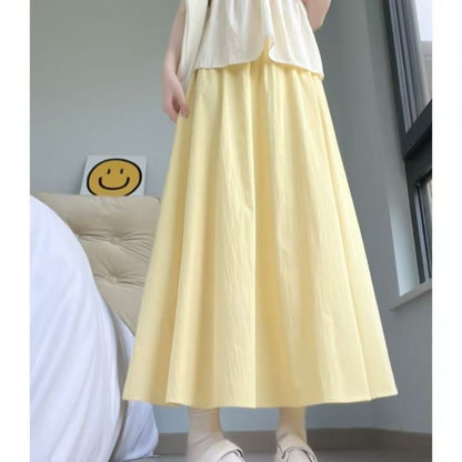High-Rise Minimalist Midi Flared Skirt