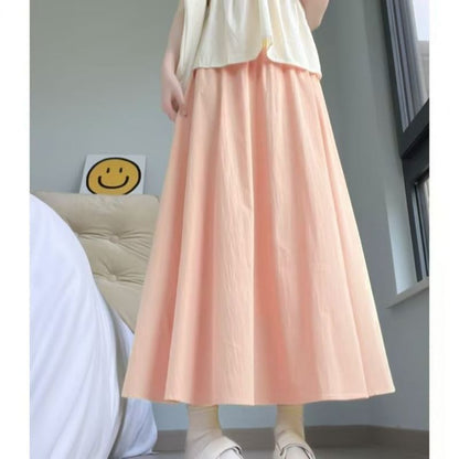 High-Rise Minimalist Midi Flared Skirt