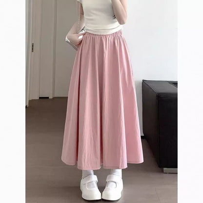 High-Rise Minimalist Midi Flared Skirt