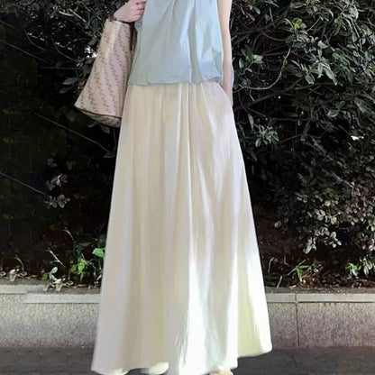 High-Rise Minimalist Midi Flared Skirt