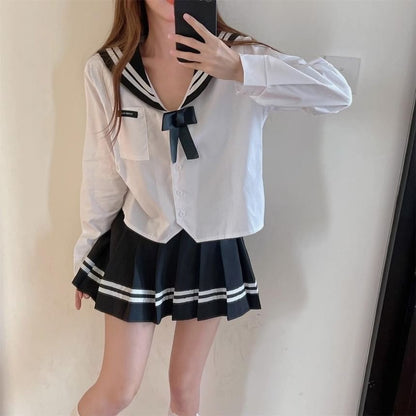 Elevated Waistband Striped Mini Pleat Skirt