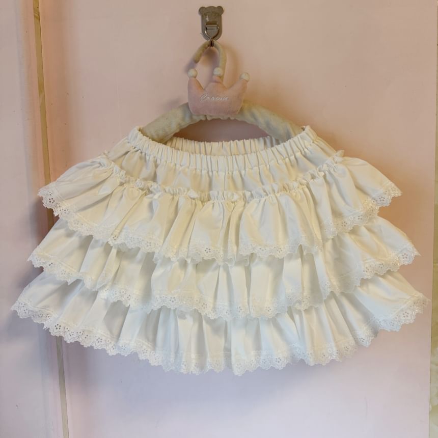 Elevated Waistband Minimalist Frill Mini Layered Skirt