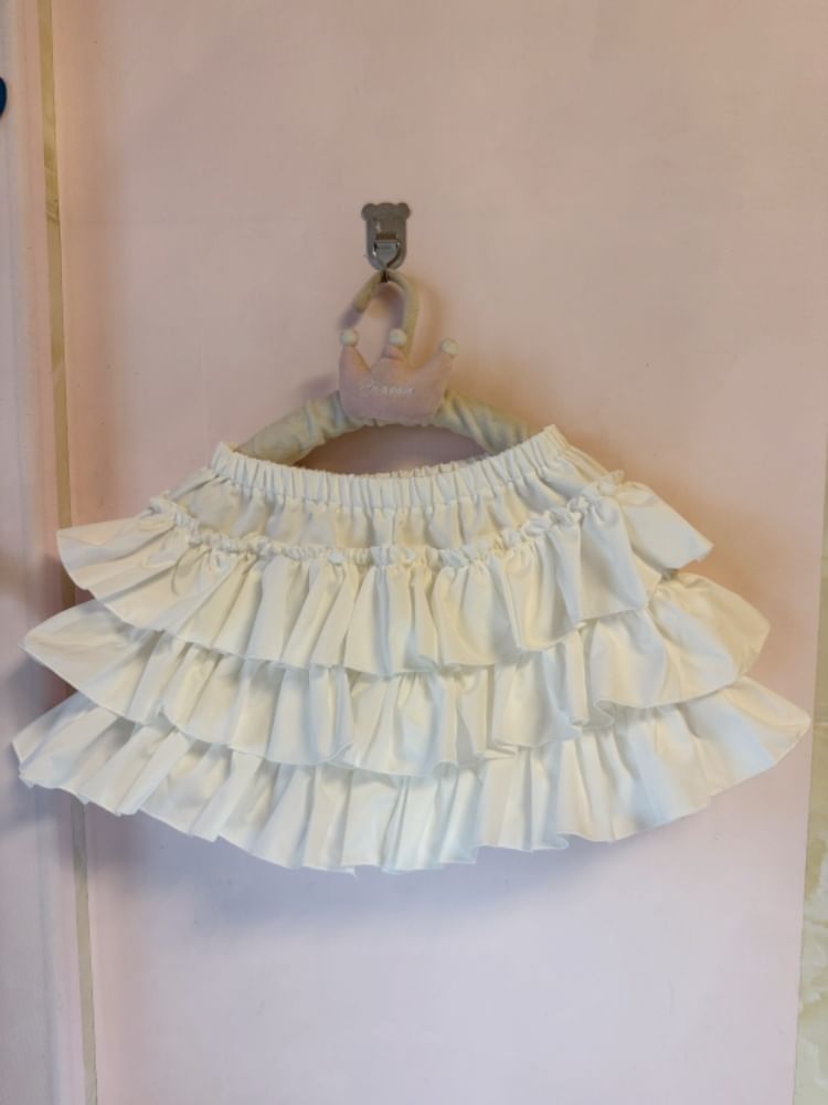 Elevated Waistband Minimalist Frill Mini Layered Skirt