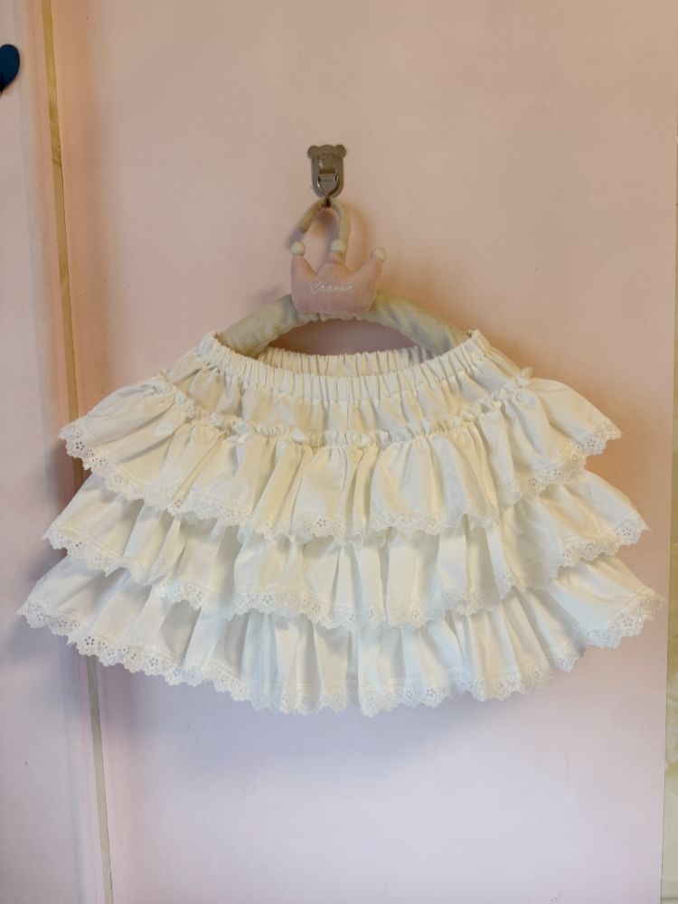Elevated Waistband Minimalist Frill Mini Layered Skirt