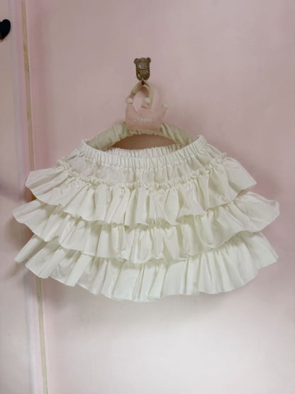 Elevated Waistband Minimalist Frill Mini Layered Skirt