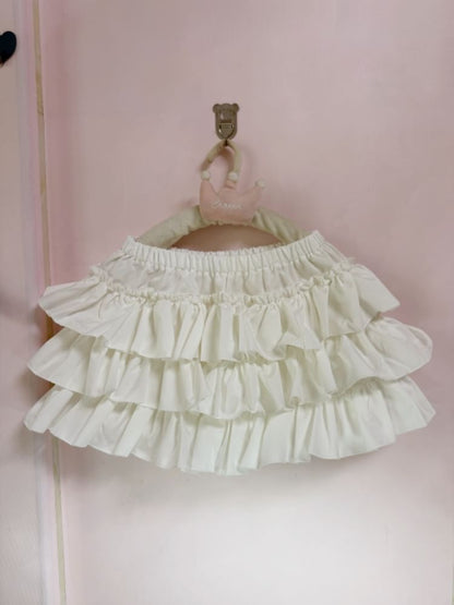 Elevated Waistband Minimalist Frill Mini Layered Skirt