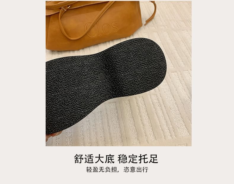 Platform Buckled Faux Suede Boot Sandals