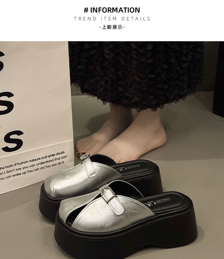 Platform Cutout Buckled Mules