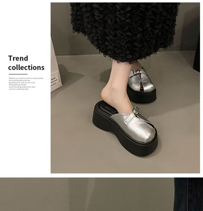 Platform Cutout Buckled Mules