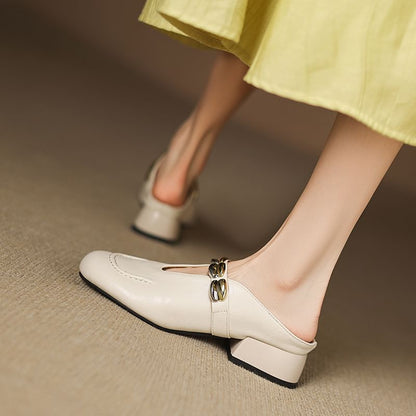 Faux Leather Metal Detail Mules