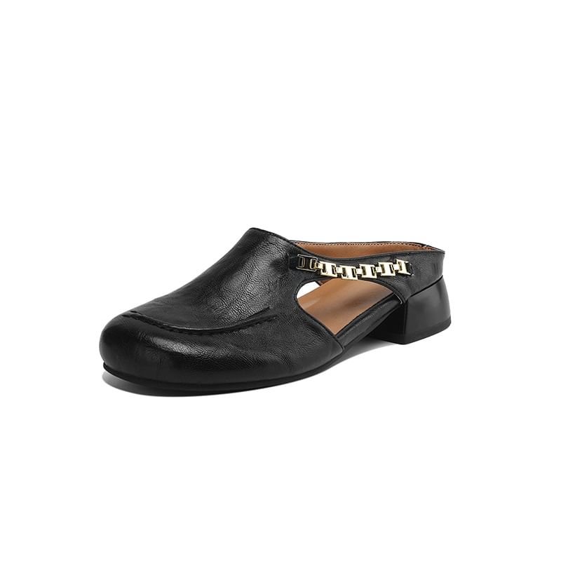 Faux Leather Chain Detail Mules
