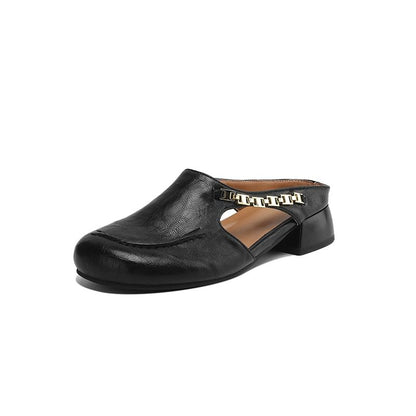 Faux Leather Chain Detail Mules