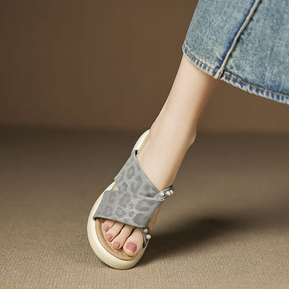 Platform Leopard Slide Sandals