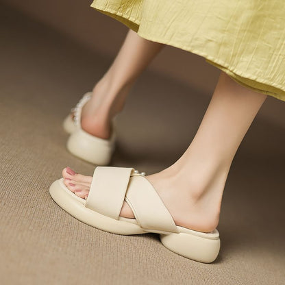 Platform Leopard Slide Sandals