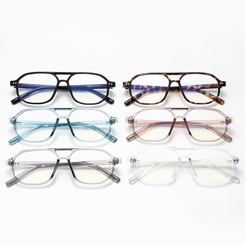 Double Bridge Aviator Plastic Blue Light Blocking Eyeglasses