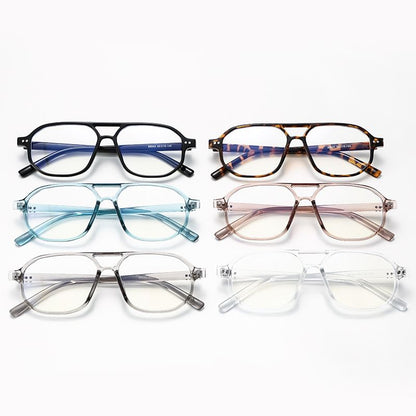 Double Bridge Aviator Plastic Blue Light Blocking Eyeglasses