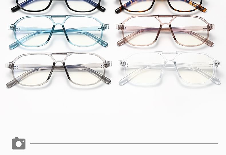 Double Bridge Aviator Plastic Blue Light Blocking Eyeglasses