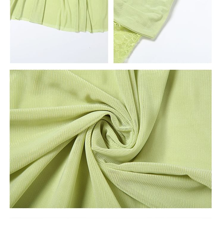 Ruched Lace Panel Tube Sheath Maxi Dress