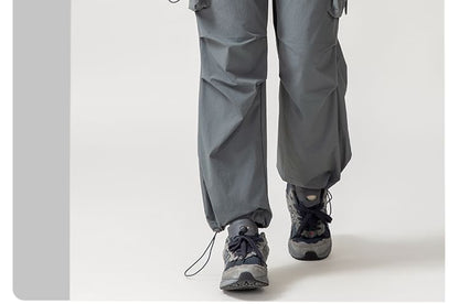 High Rise Plain Cargo Straight Leg Sweatpants