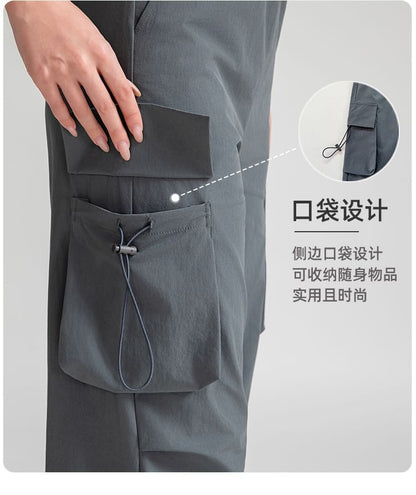 High Rise Plain Cargo Straight Leg Sweatpants