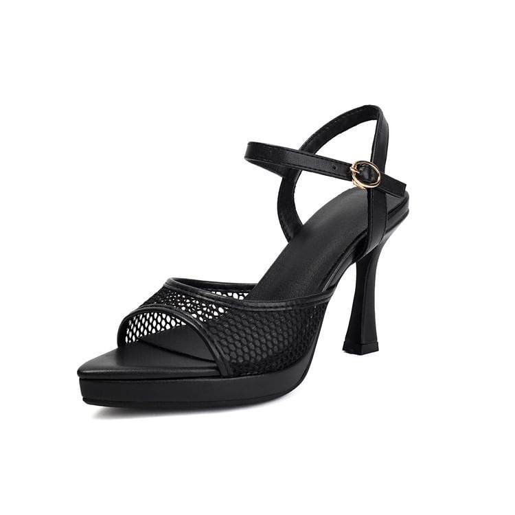 Mesh Panel High Heel Sandals