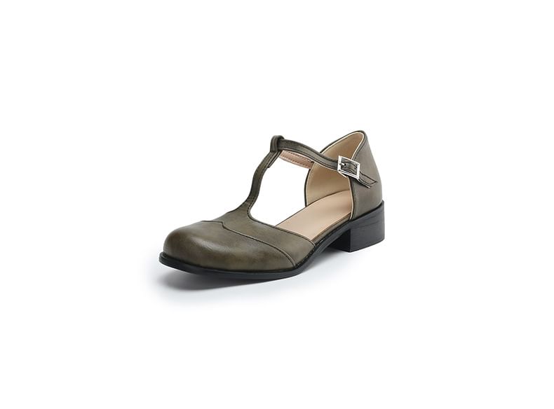 T-Strap Low Heel Sandals