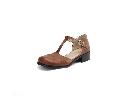 T-Strap Low Heel Sandals
