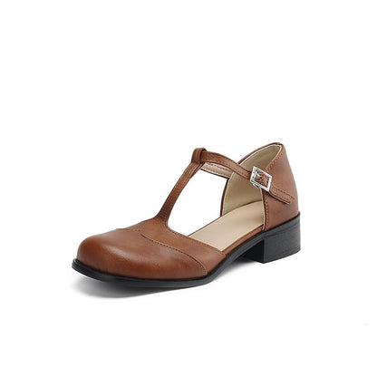 T-Strap Low Heel Sandals