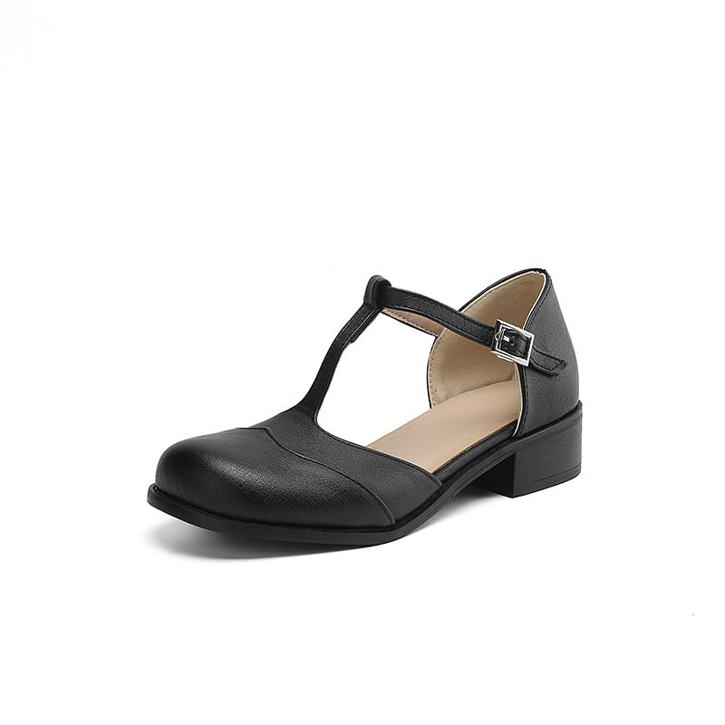 T-Strap Low Heel Sandals