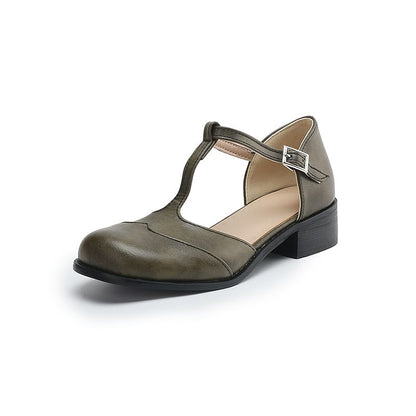 T-Strap Low Heel Sandals