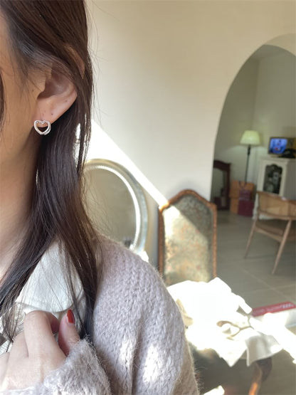 Leverback Heart Silver Sterling Ear Stud