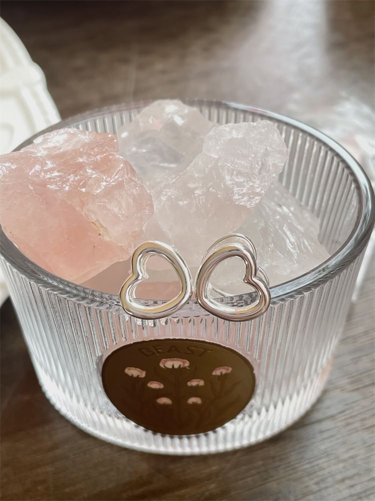 Leverback Heart Silver Sterling Ear Stud