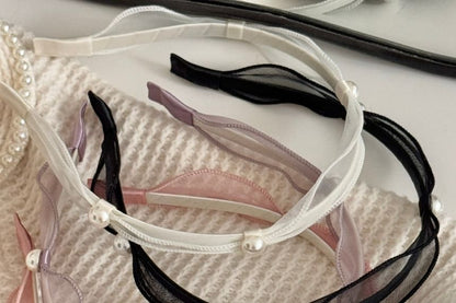 Headband Faux Pearl Mesh