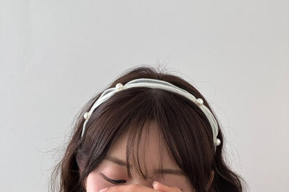Headband Faux Pearl Mesh