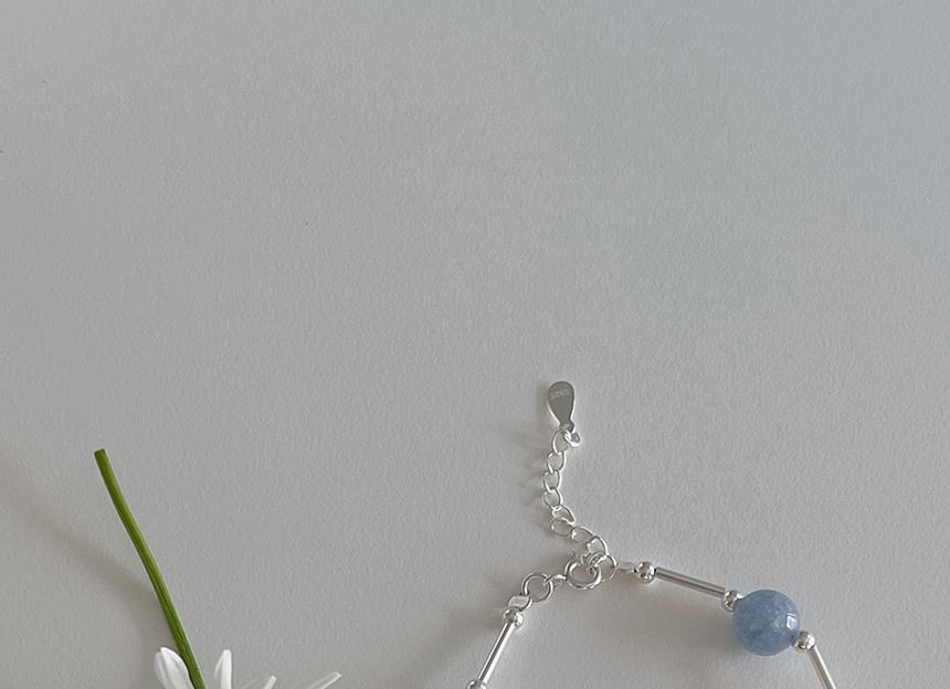 Gemstone Bracelet Beaded Sterling Silver