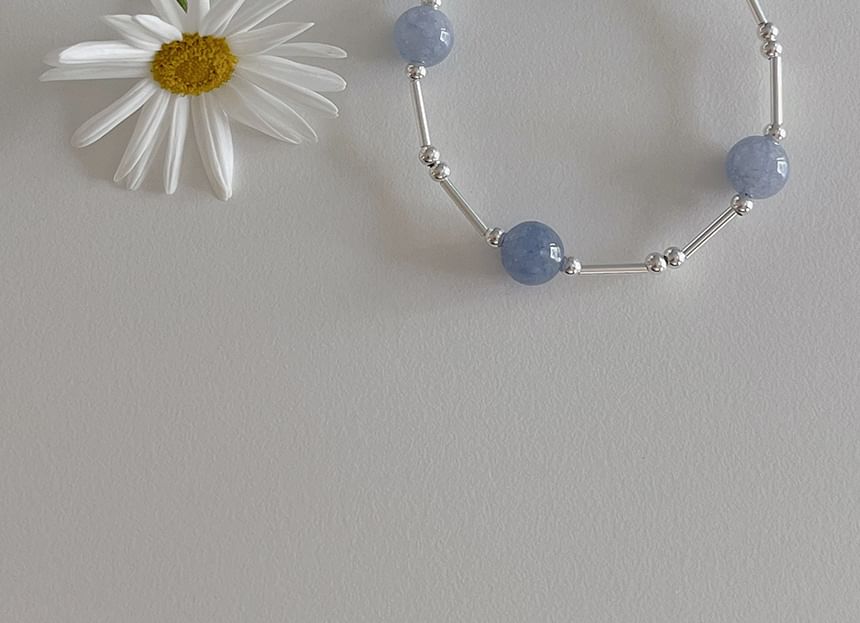 Gemstone Bracelet Beaded Sterling Silver