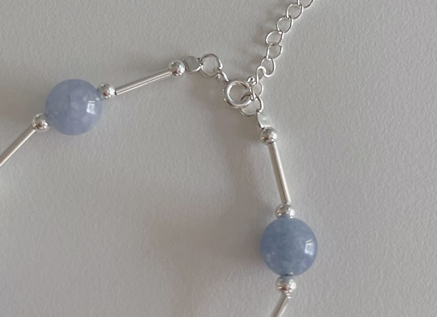 Gemstone Bracelet Beaded Sterling Silver