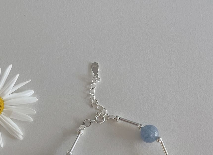 Gemstone Bracelet Beaded Sterling Silver