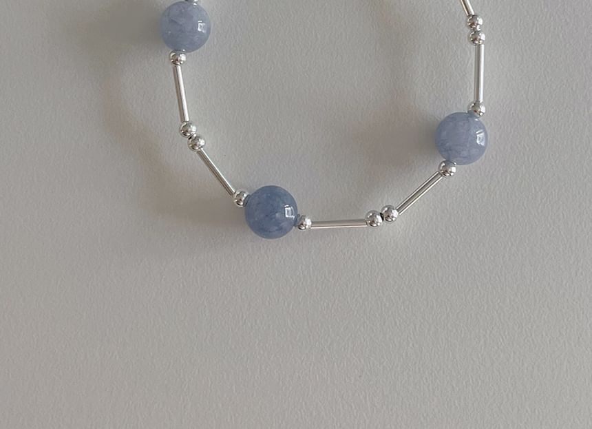 Gemstone Bracelet Beaded Sterling Silver