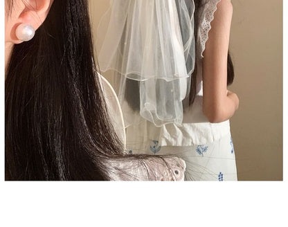 Clip Bow Hair Veil Mesh