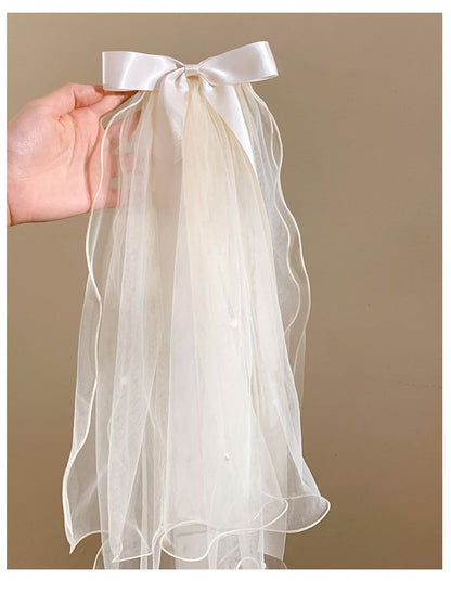 Clip Bow Hair Veil Mesh