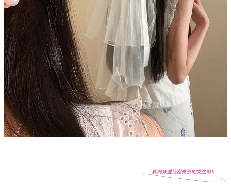 Clip Bow Hair Veil Mesh