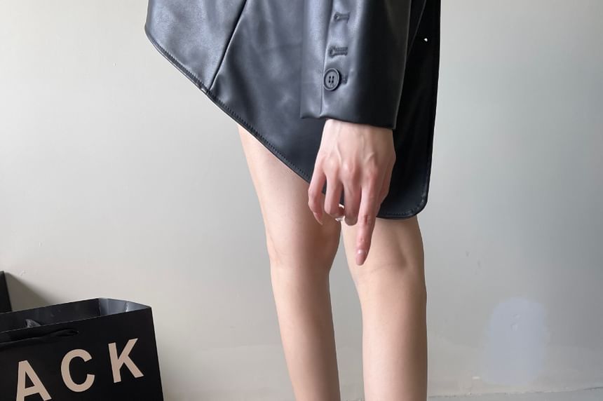 Faux Leather Buckled Platform Short Boots